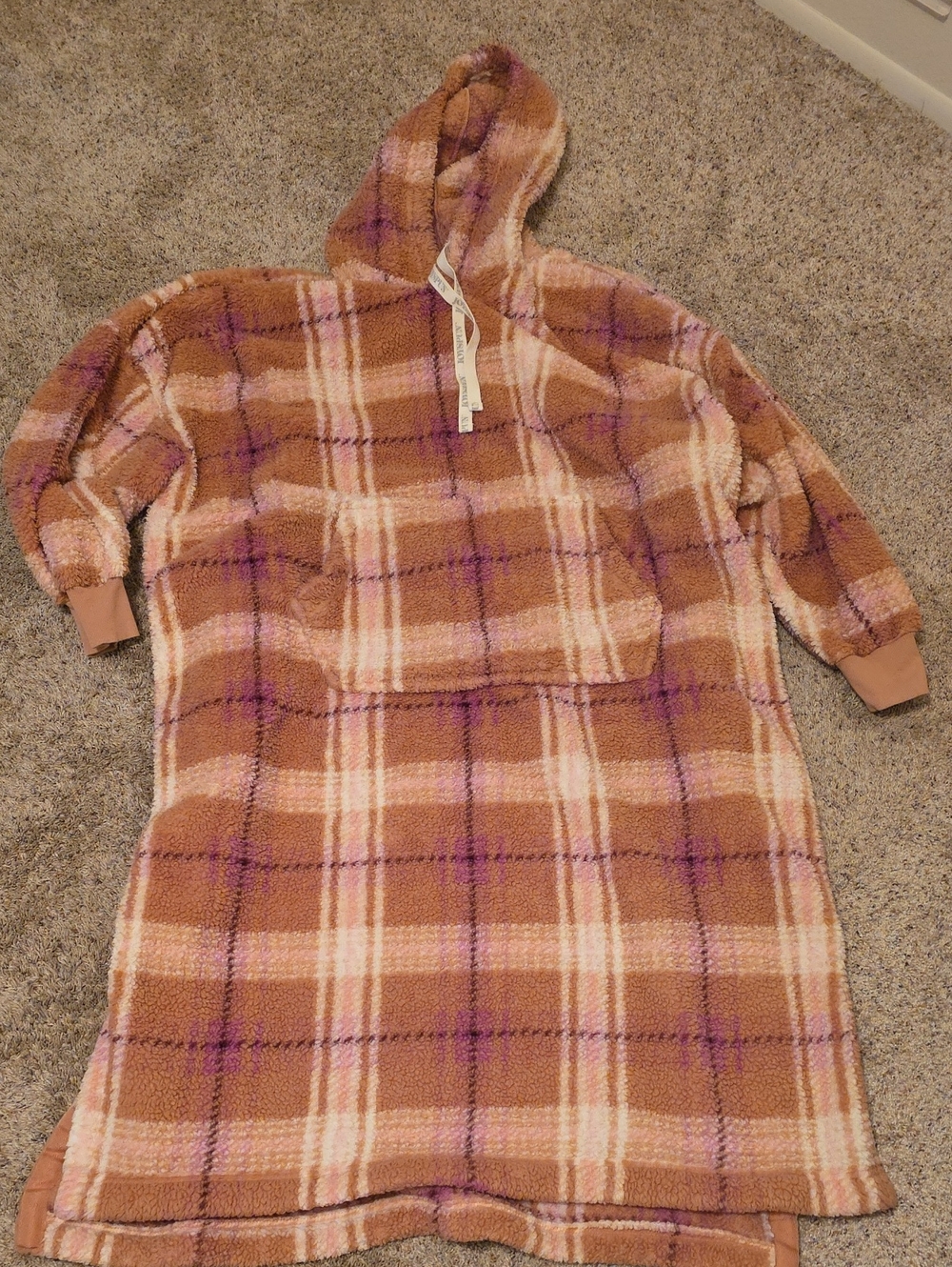 Joyspun Plaid Hoodie Blanket - Pink Purple Plaid 3x